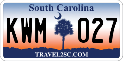 SC license plate KWM027
