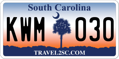 SC license plate KWM030