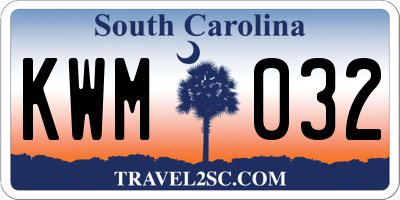 SC license plate KWM032