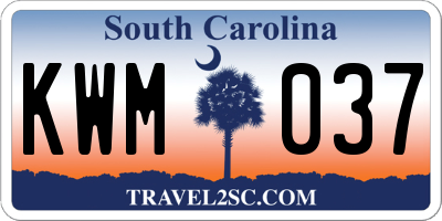 SC license plate KWM037