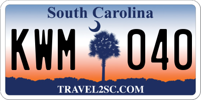 SC license plate KWM040