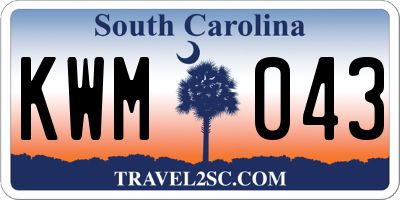SC license plate KWM043