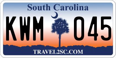 SC license plate KWM045