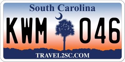 SC license plate KWM046