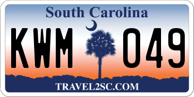 SC license plate KWM049