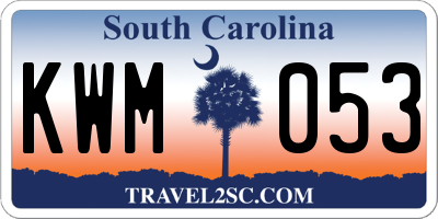 SC license plate KWM053