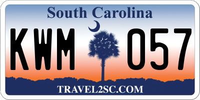 SC license plate KWM057