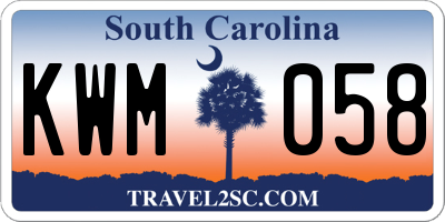SC license plate KWM058