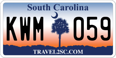 SC license plate KWM059
