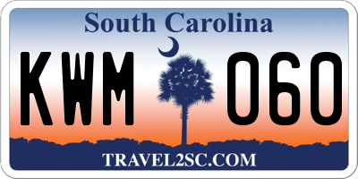 SC license plate KWM060