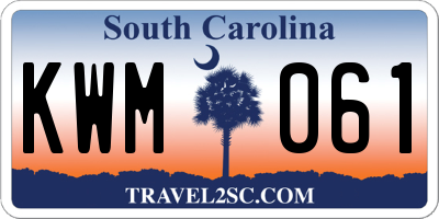 SC license plate KWM061