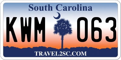 SC license plate KWM063