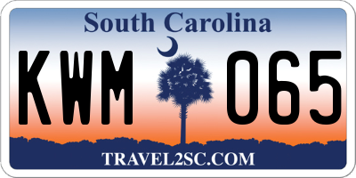 SC license plate KWM065