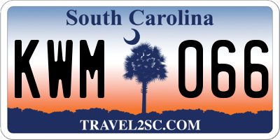 SC license plate KWM066