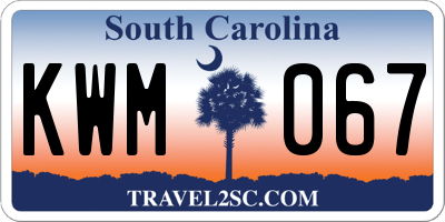 SC license plate KWM067