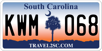 SC license plate KWM068