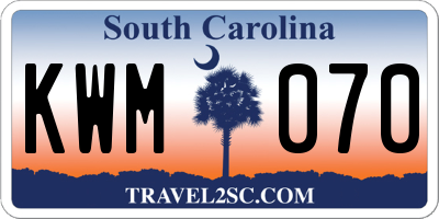 SC license plate KWM070