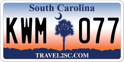 SC license plate KWM077