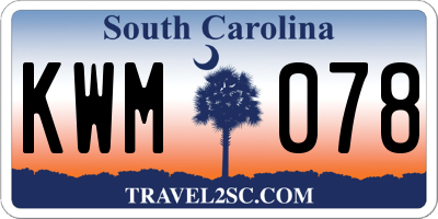 SC license plate KWM078