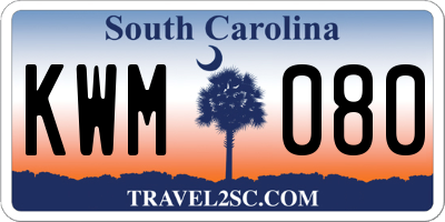 SC license plate KWM080