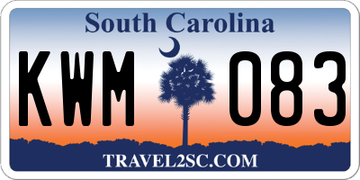 SC license plate KWM083