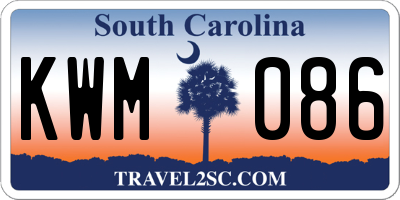SC license plate KWM086