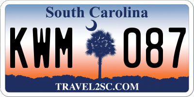 SC license plate KWM087