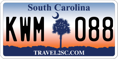 SC license plate KWM088