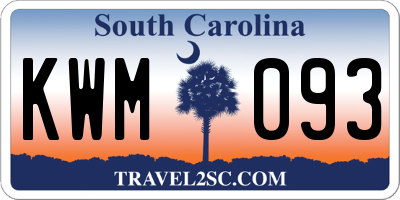 SC license plate KWM093