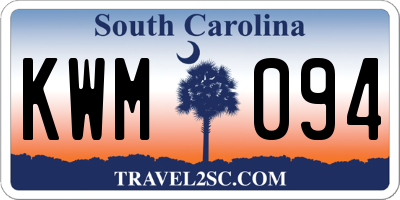 SC license plate KWM094