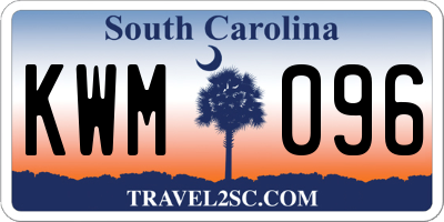 SC license plate KWM096