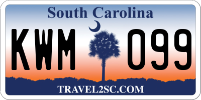 SC license plate KWM099