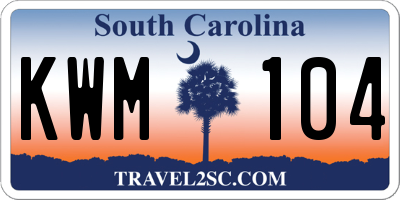 SC license plate KWM104