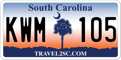 SC license plate KWM105