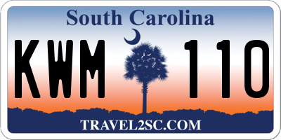 SC license plate KWM110