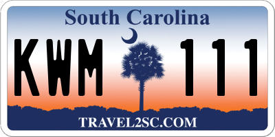 SC license plate KWM111