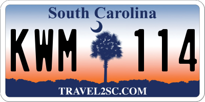 SC license plate KWM114