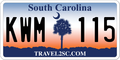 SC license plate KWM115