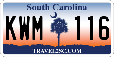 SC license plate KWM116