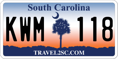 SC license plate KWM118