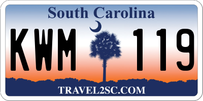 SC license plate KWM119