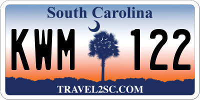 SC license plate KWM122