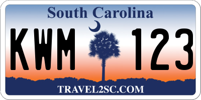 SC license plate KWM123
