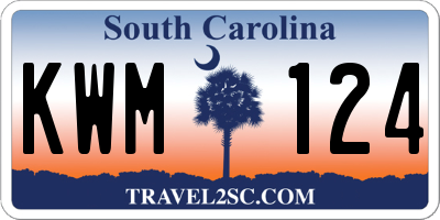 SC license plate KWM124