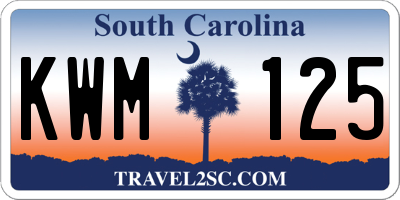 SC license plate KWM125