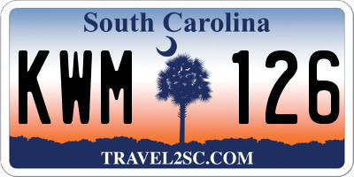 SC license plate KWM126