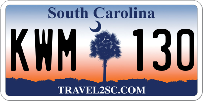 SC license plate KWM130