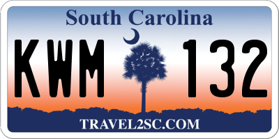 SC license plate KWM132