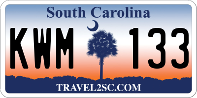 SC license plate KWM133