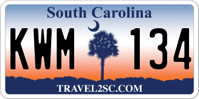 SC license plate KWM134